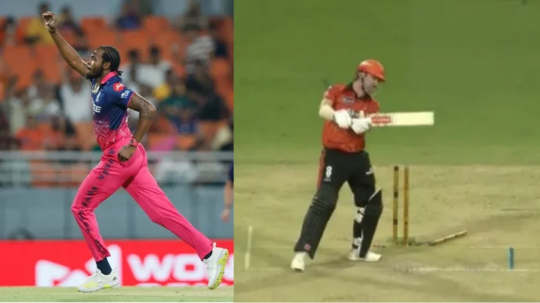 Jofra Archer castles Travis Head in the Eliminator of IPL 2026 – আইপিএল ২০২৬ এলিমিনেটর: ট্রাভিস হেডের উইকেট উপড়ে নিলেন জোফ্রা আর্চার, বিদায়ের মুখে সানরাইজার্স হায়দরাবাদ
