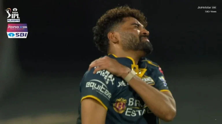 Mohammed Siraj RULED OUT? GT pacer suffers nasty shoulder injury during Qualifie – আইপিএল ২০২৬: রাজস্থান রয়্যালসের বিপক্ষে ইনজুরিতে মোহাম্মদ সিরাজ, শঙ্কা গুজরাট টাইটানস শিবিরে